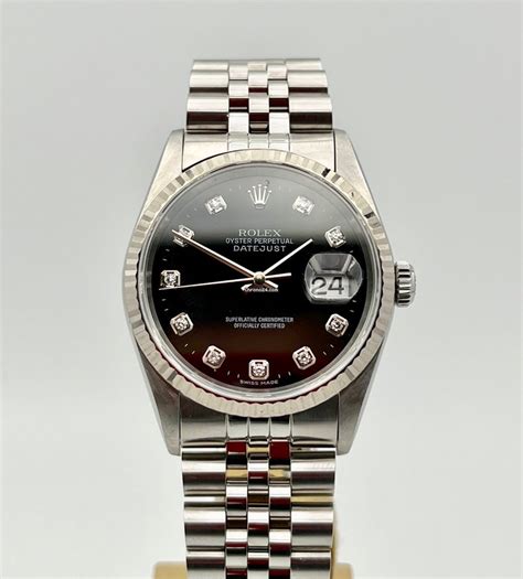 Rolex Datejust 36 36mm Nero con Brillanti Balc Diamonds Dial